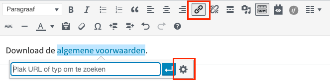 link in klassieke editor